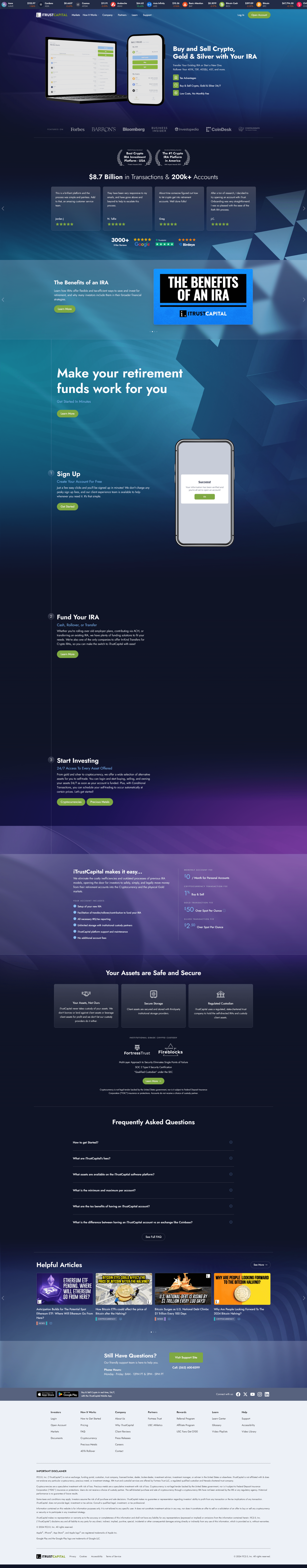 Login to iTrustCapital: Manage Your Crypto Portfolio